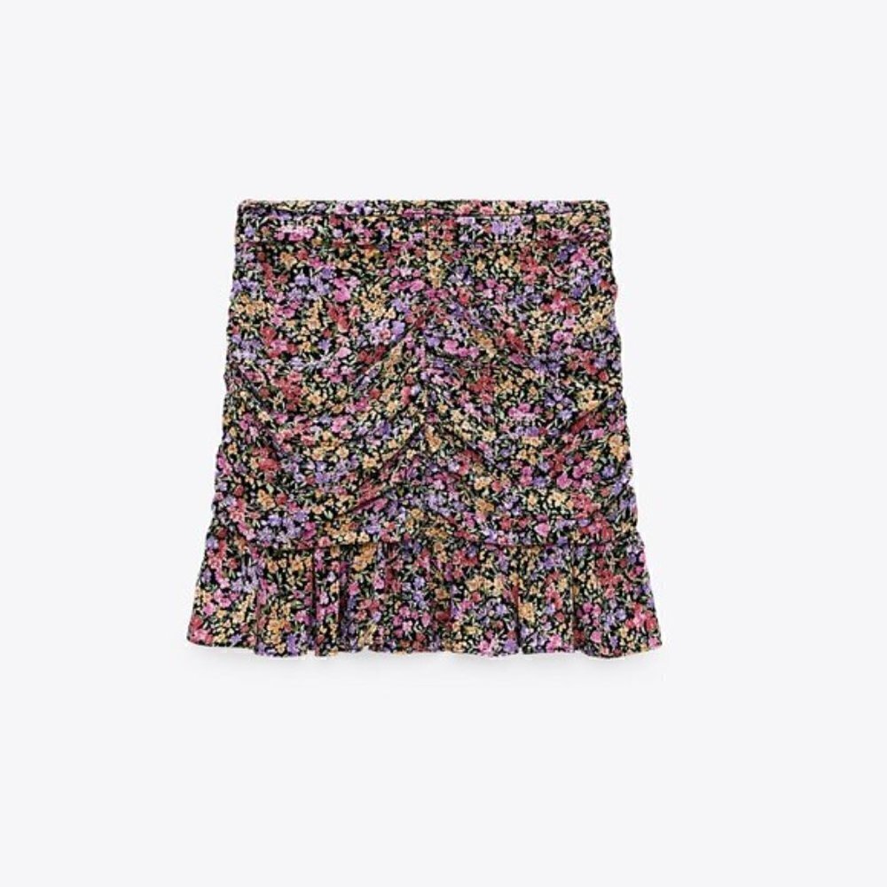 ZARA draped floral mini skirt M